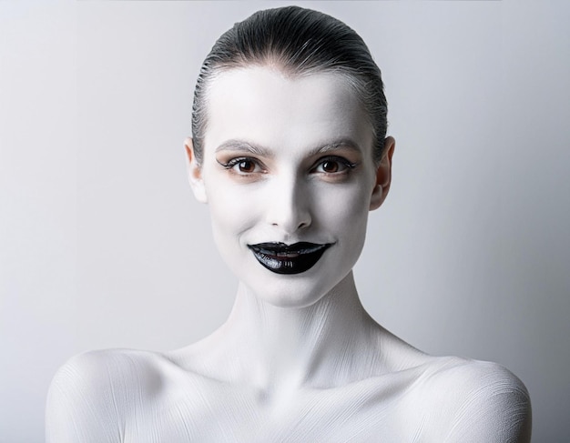 Artistic Studio Portrait of a Woman in Monochrome Melancholy