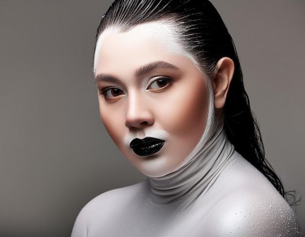 Artistic Studio Portrait of a Woman in Monochrome Melancholy