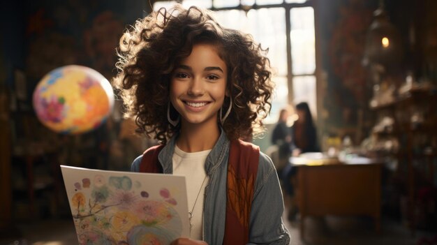 Artistic teenage girl holding a sketchbook