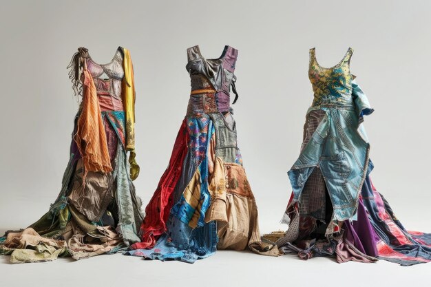 Photo artistic textile sculptures resembling gowns