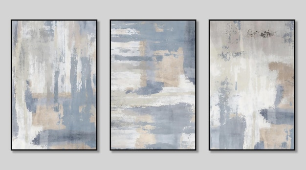 Artistic triptych composed of abstract gold and gray vintage textures