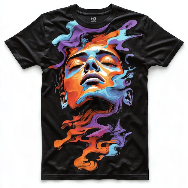 Photo artistic tshirt design featuring a colorful abstract face