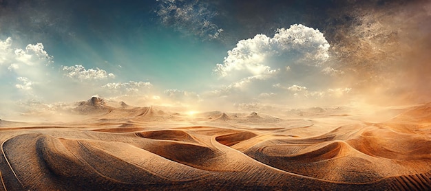 Artistic Unknown Dune are in Deep Desert Background