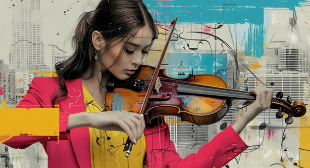 Artistic Violinist Painted in Vibrant Colors