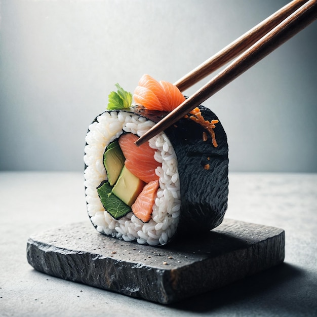 the artistry of a sushi and chopsticks