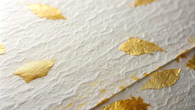 Photo artluxury craft ornamentation traditional intricate texture decorative gold leaf luxury white japanese paper with gold leaf carefully handcrafted at a tilted angle