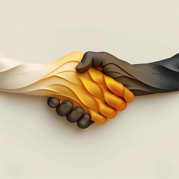 Artwork Depicting United Handshake Symbolizing Unity and Diversity Against a Light Background