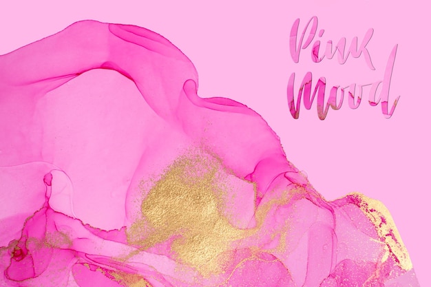 Artwork handdrawn pink and gold banner design template