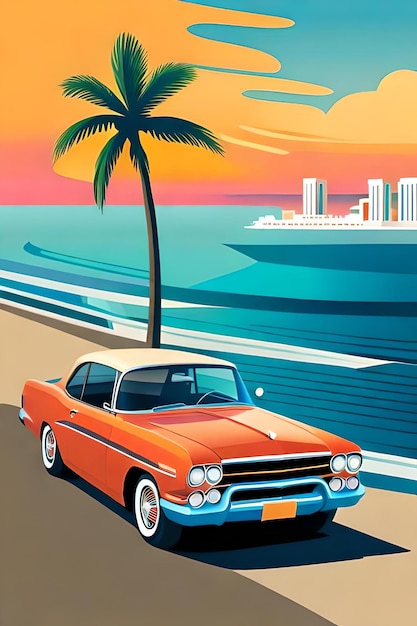 artwork of t shirt graphic design retro classics car design