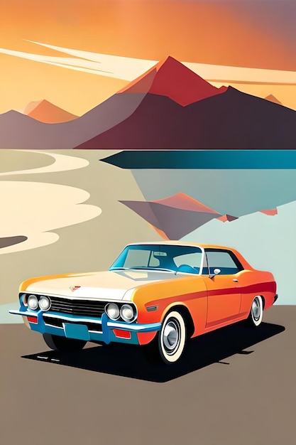 artwork of t shirt graphic design retro classics car design