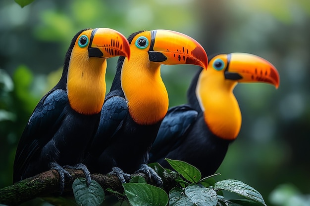 Artwork Toco Toucan group playing in the beautiful background