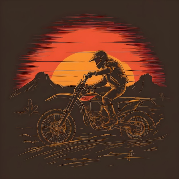 Artwork of tshirt graphic design flat design of one retro Royal Enfield Bike illustration