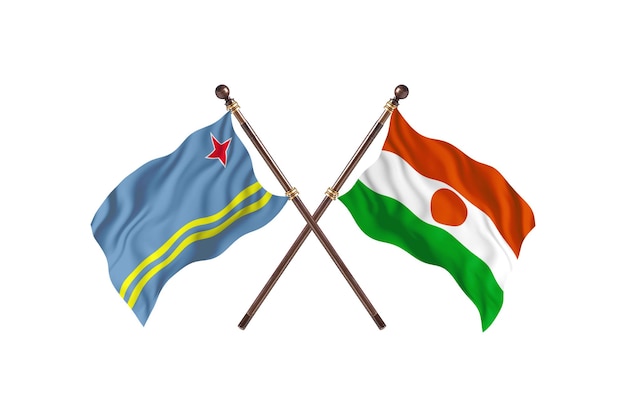 Aruba versus Niger Two Countries Flags Background