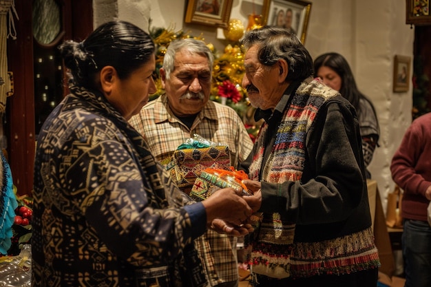 Photo as posada participants exchange gifts and blessing generative ai