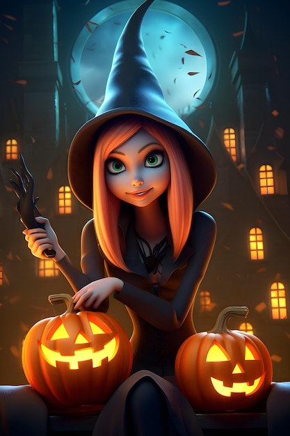 As a witch in a diney pixar animation style