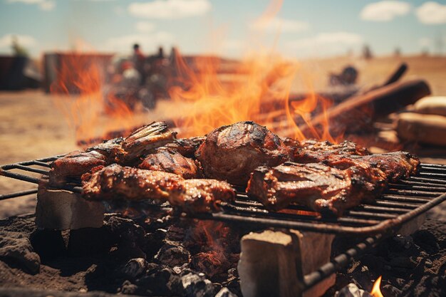 Photo asado on a hot summer day yummy delicious asado food photography