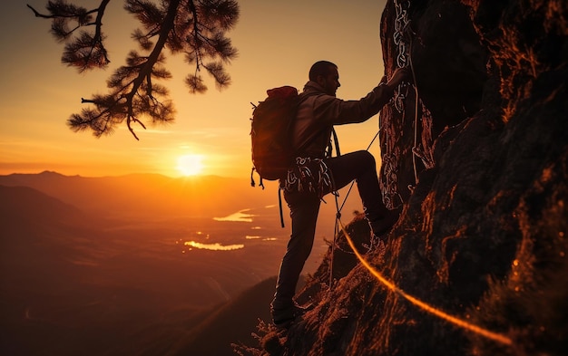 Ascending Sunsets A Photo of a Silhouette Climbing Generative Ai