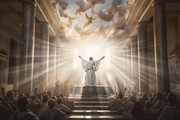 Ascension day of jesus christ or resurrection day of son of god Ascension day concept in church