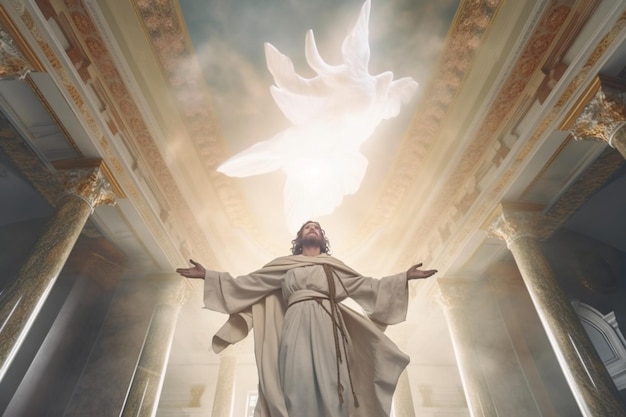 Ascension day of jesus christ or resurrection day of son of god Ascension day concept in church