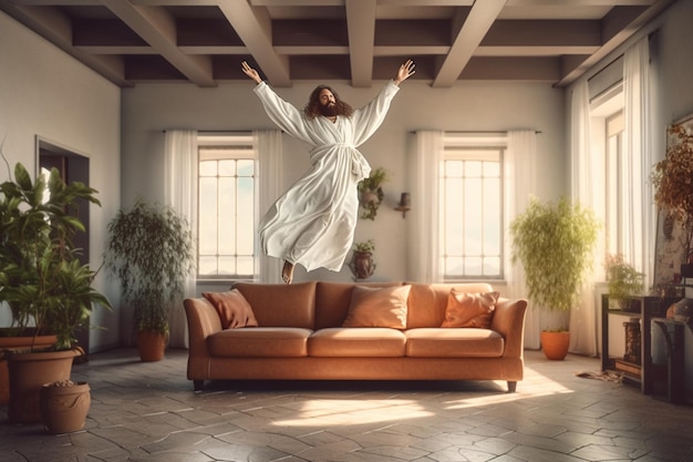 Ascension day of jesus christ or resurrection day of son of god Ascension day concept in living room