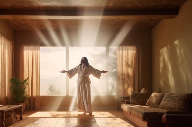 Ascension day of jesus christ or resurrection day of son of god Ascension day concept in living room