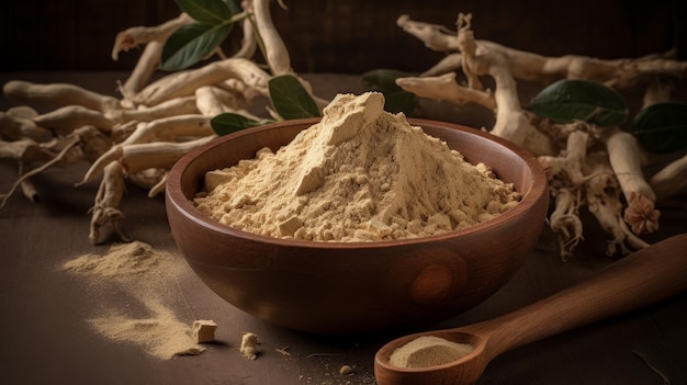 The ashwagandha root is finely fully ground generative AI