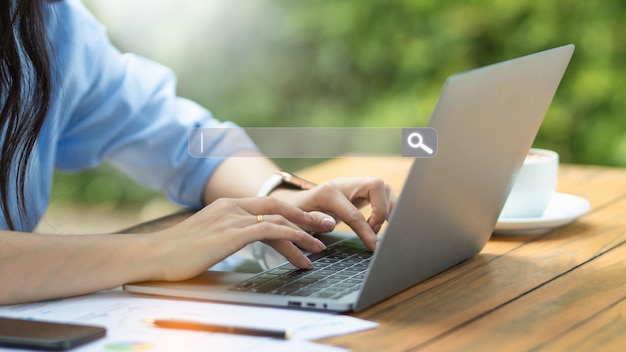 Asia Woman is working  team on the personal computer and smartphone at work from home