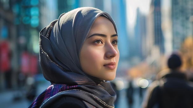 Asian Arab Muslim woman leading an energetic life Generative AI