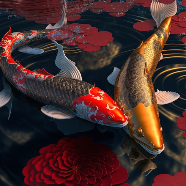 Asian background Oriental Japanese style abstract pattern background design with koi fish decorate