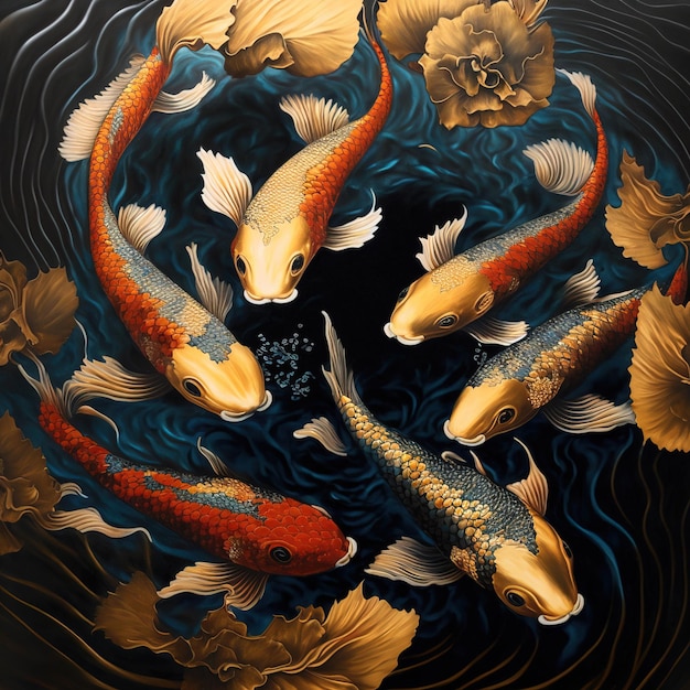 Asian background Oriental Japanese style abstract pattern background design with koi fish decorate