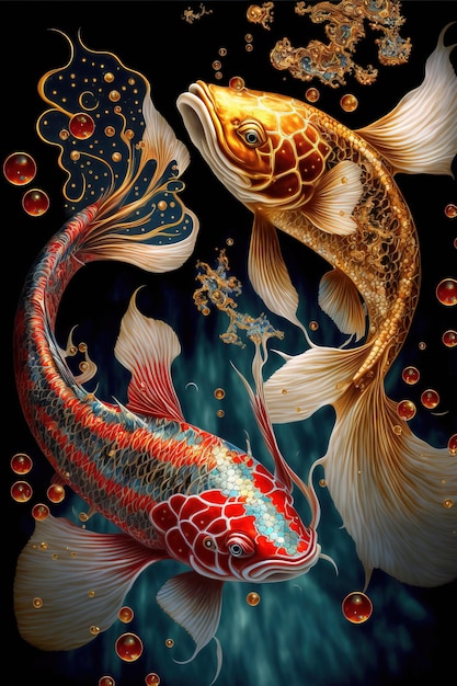 Asian background Oriental Japanese style abstract pattern background design with koi fish decorate