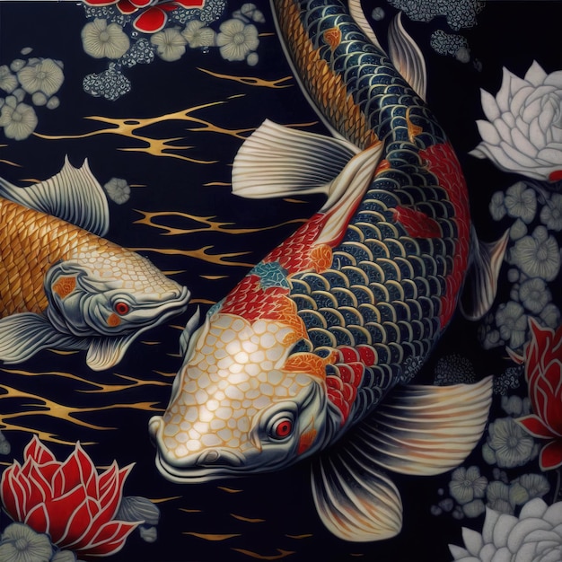 Asian background Oriental Japanese style abstract pattern background design with koi fish decorate