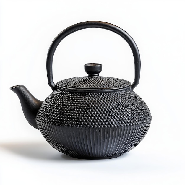 Photo an asian black cast iron kettle or teapot isolated on transparent background