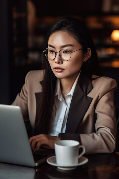 Asian business lady with coffee cup