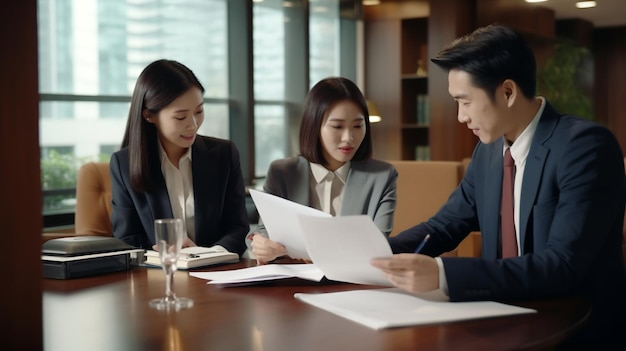 Asian business people working in office