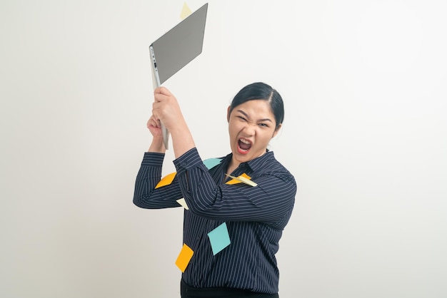 Asian business woman stress from hard work