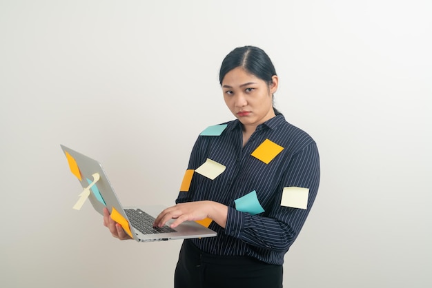 Asian business woman stress from hard work