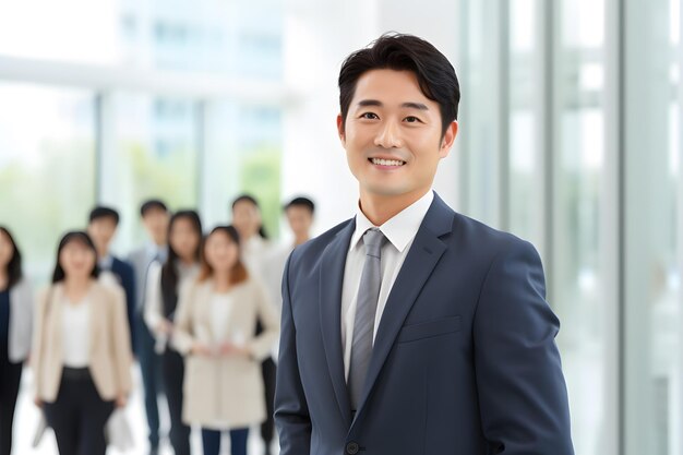 Asian Businessman smile business office background