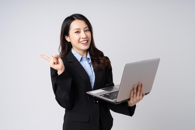 Asian businesswoman portrait, isolated on white background