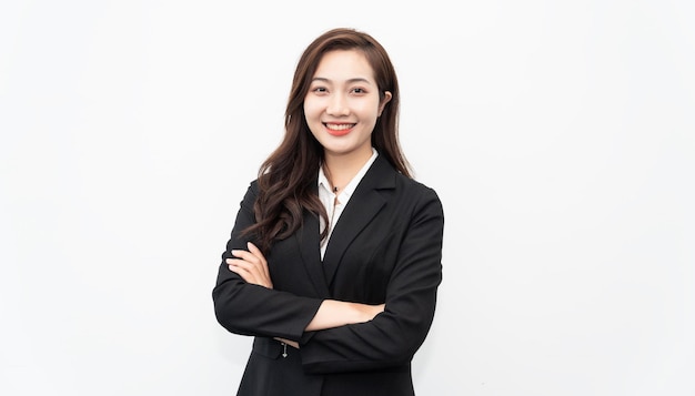 Asian businesswoman portrait on white background