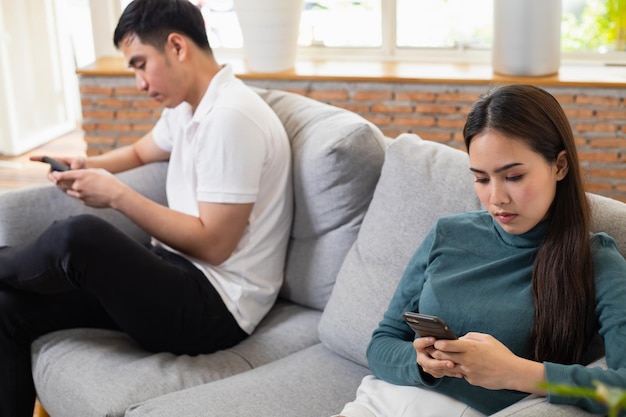 Asian couple arguing they argue They are not happy in their marriage