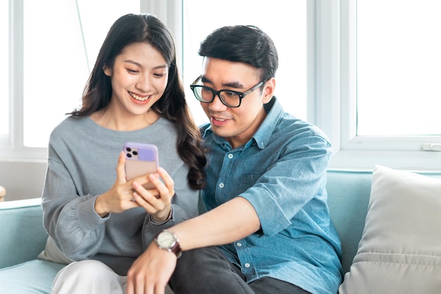 Asian couple pictures at home