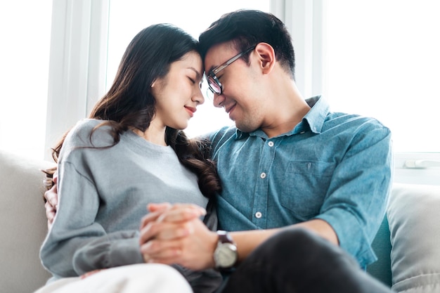 Asian couple pictures at home