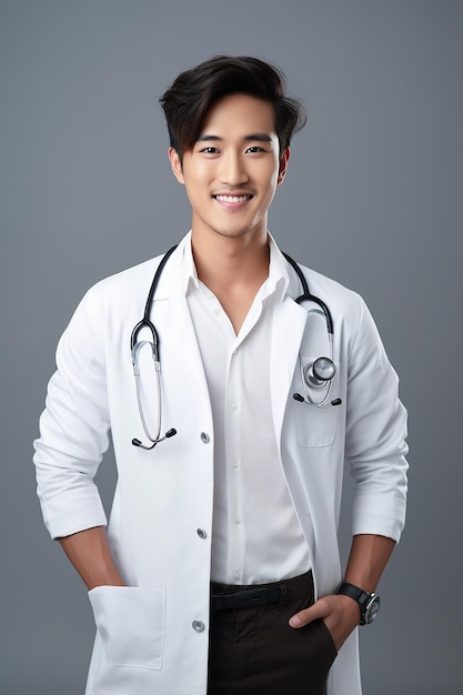 Asian Doctor in white background