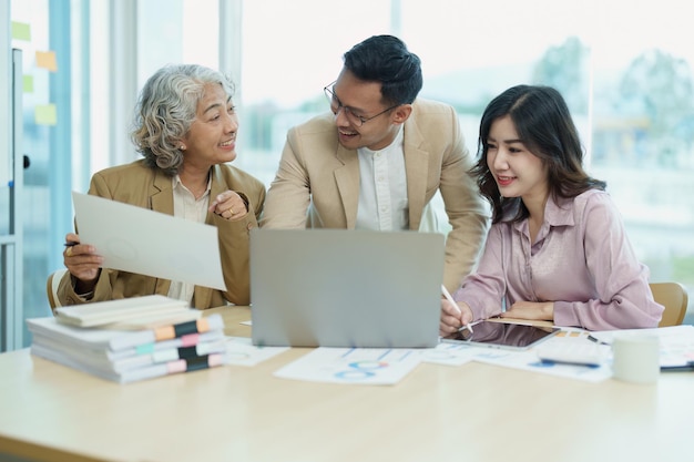 Asian entrepreneurs and business people meeting in a conference room in business planning financial budget and investment risk assessment to analyze customer groups to increase company growth