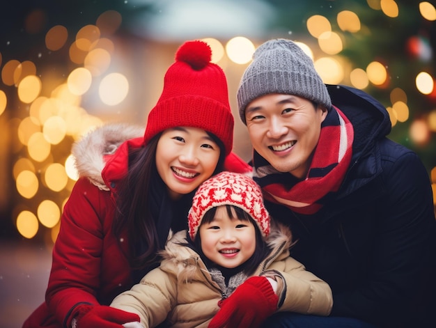 Asian family enjoys celebrating Christmas Eve together