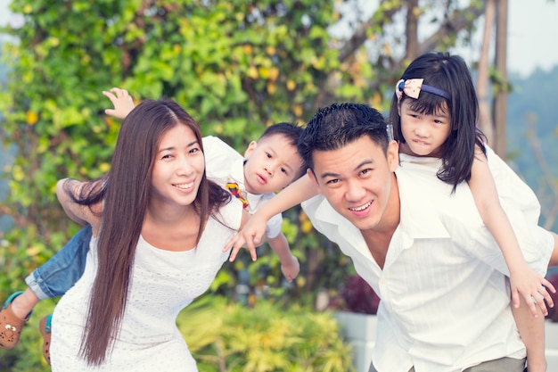 Asian Family portrait in studio house.