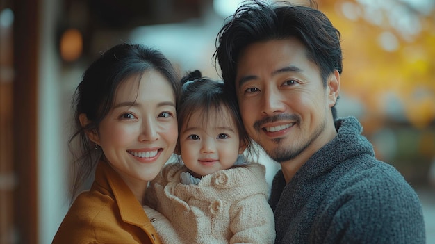 Asian Family Of Three Father Mother And Daughter Playing Together With Joy And Fun