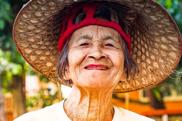 Asian farmwe elder woman