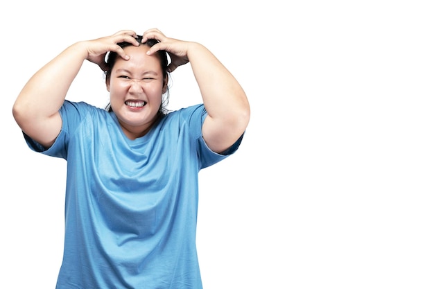 Asian fat overweight woman with a funny expression